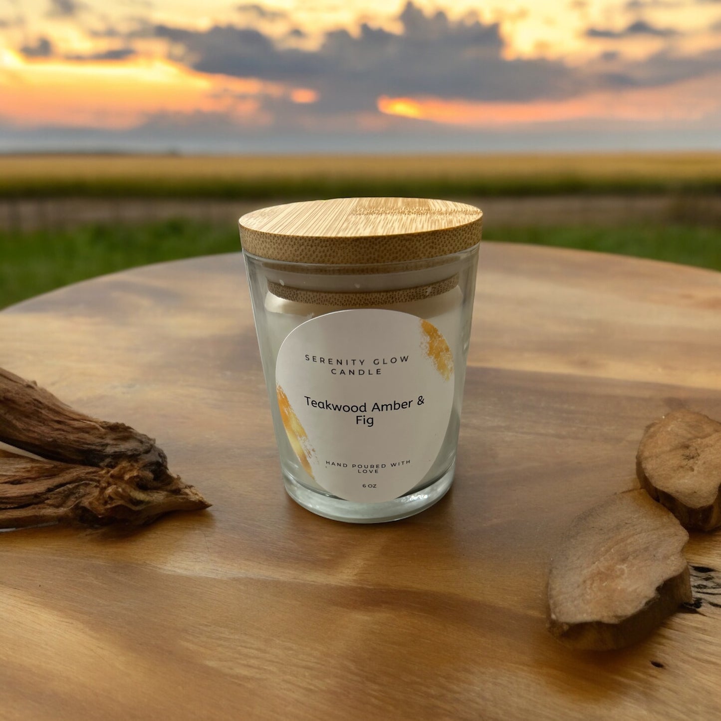 Teakwood Amber & Fig scented candle 10oz